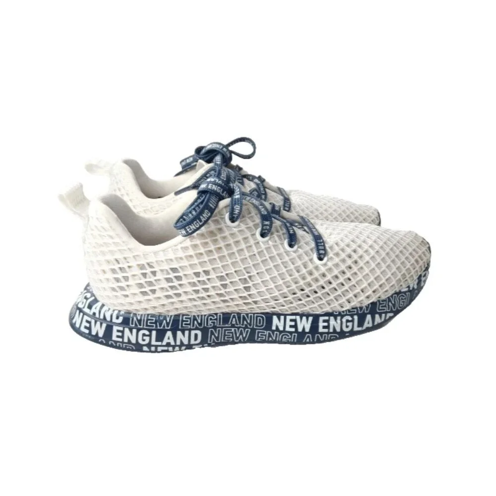 NOBULL New England Diamond Mesh Runner Shoes Women's Size 9.5 White & Blue - Picture 5 of 9